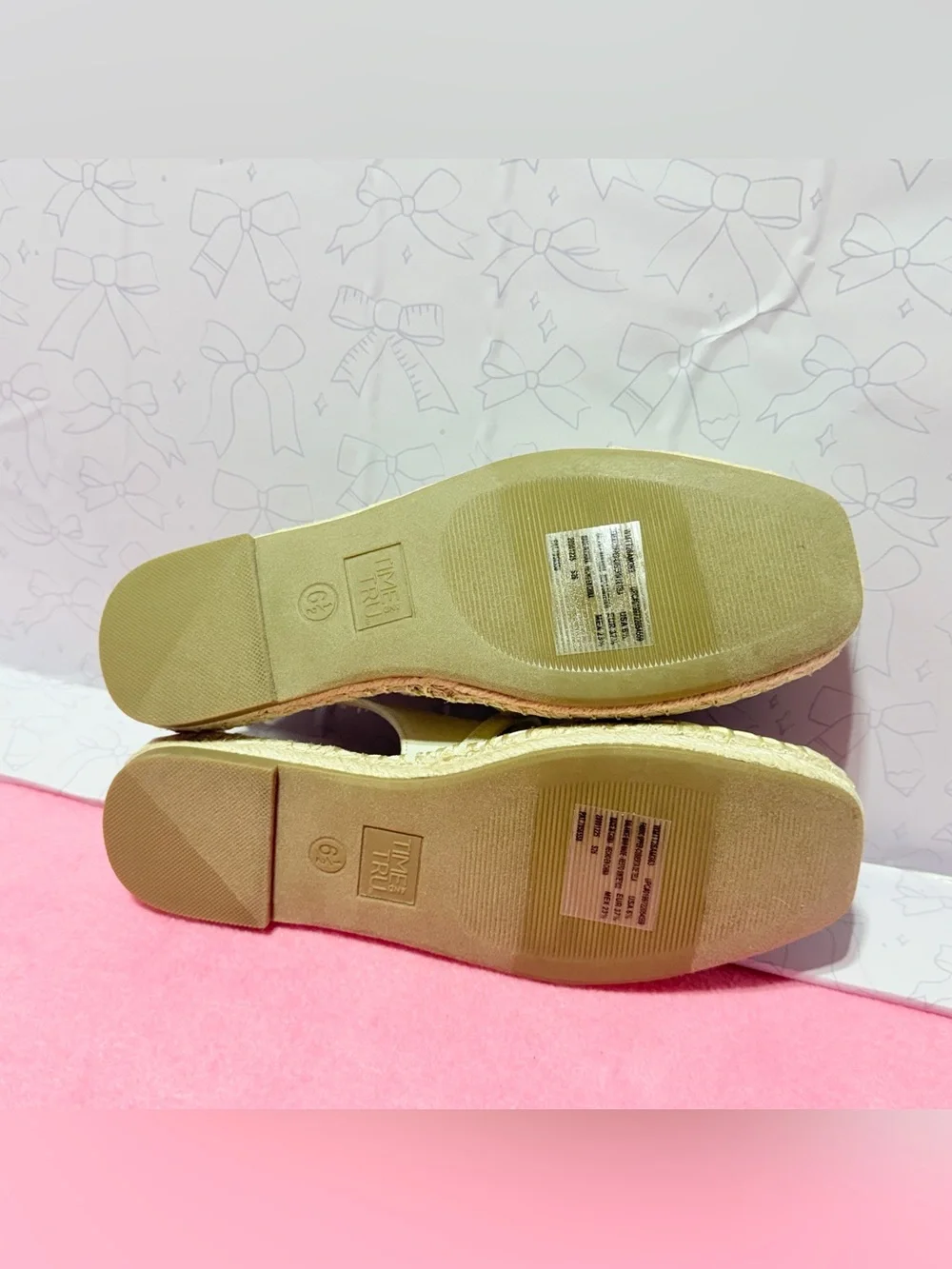 Time and True Women’s Cream Espadrille Slingback Flats, Size 6.5 NEW